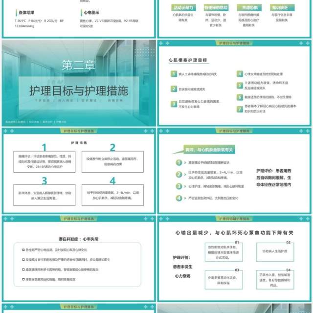 绿色渐变简约风急性心梗护理查房PPT模板 绿色渐变简约风急性心梗护理查房PPT模板