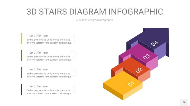 彩色3D阶梯PPT图表20