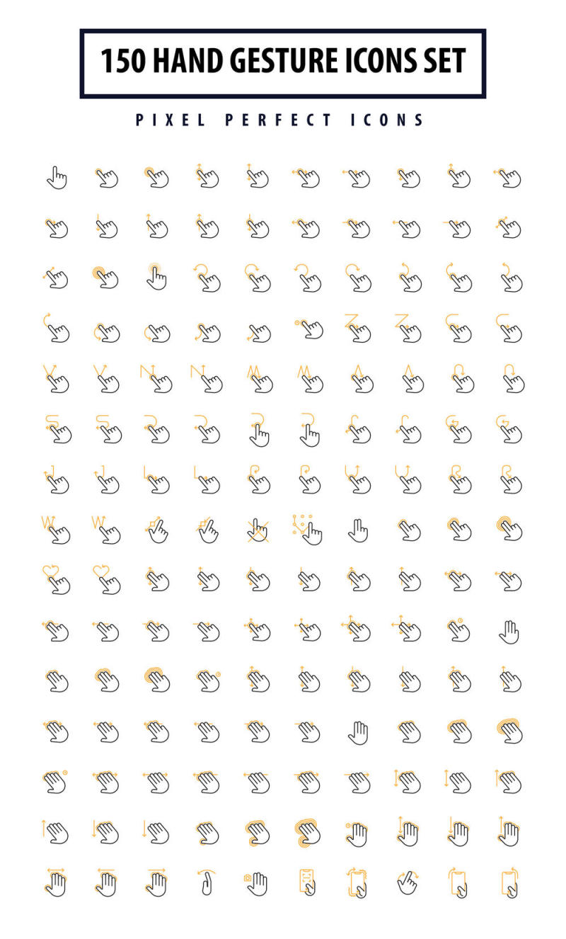 300手势像素完美图标集，300手势图标集