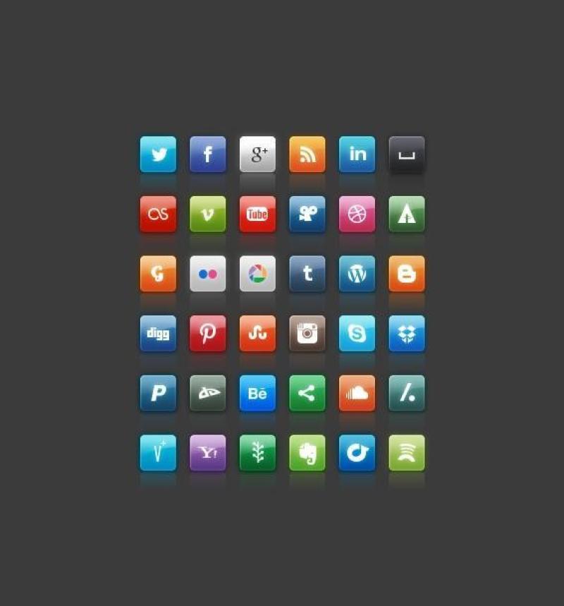 彩色常用的社交分享小图标素材