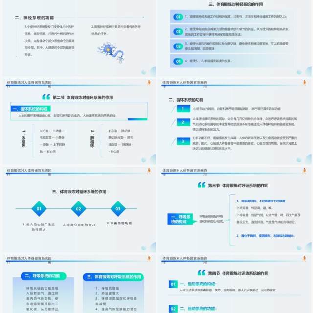 蓝绿插画风体育与健康理论知识PPT模板 蓝绿插画风体育与健康理论知识PPT模板