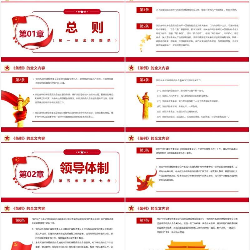 红色简约纪律检查委员会工作条例PPT模板