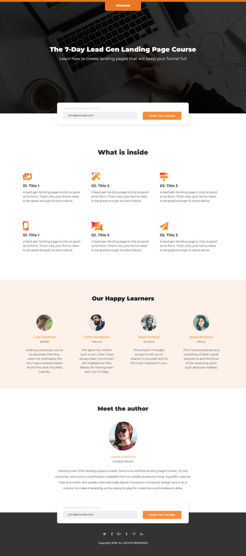 08用于Photoshop和Sketch的着陆页模板。，Zoush多用途页面