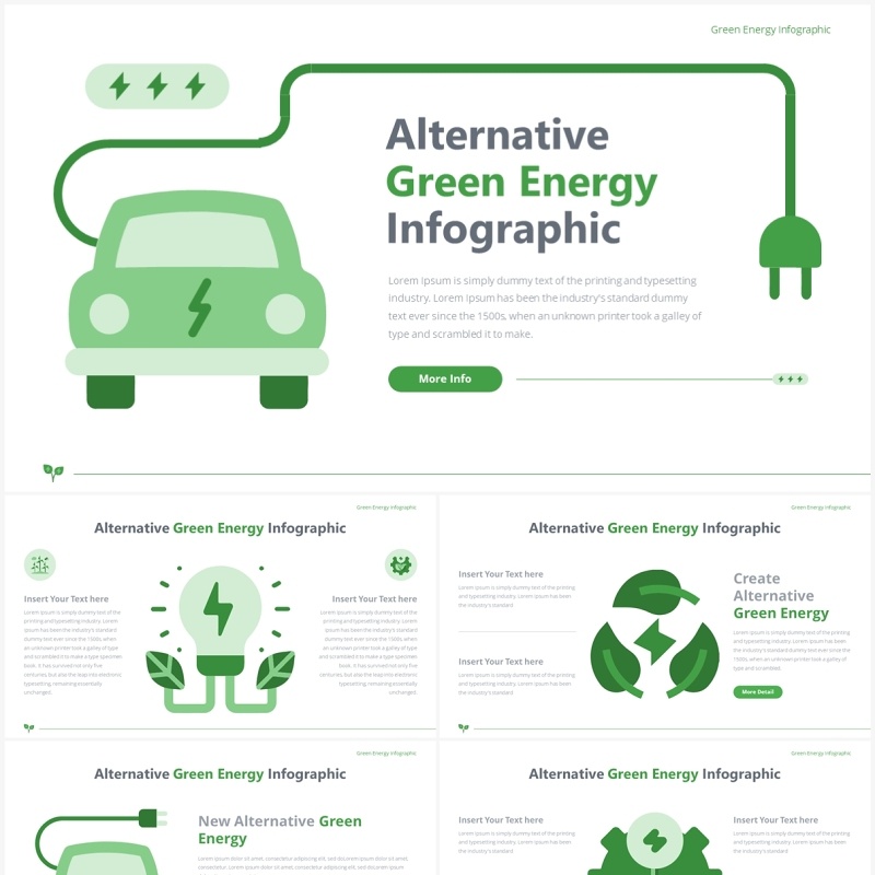 绿色能源绿色出行环保节能创意插画PPT素材Green Energy 