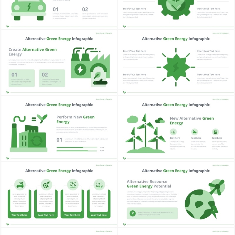 绿色能源绿色出行环保节能创意插画PPT素材Green Energy 