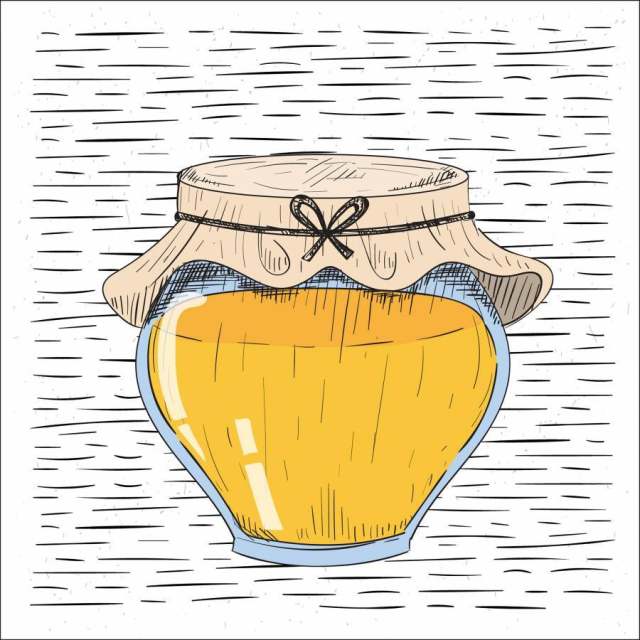  手绘矢量蜂蜜罐子插图