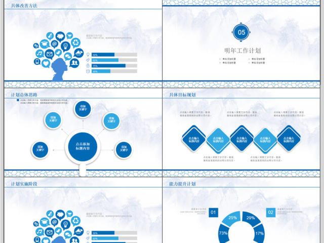 青花瓷部门年度总结PPT模板