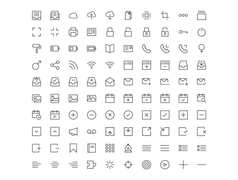 广泛的线性图标库集，1430个线性图标