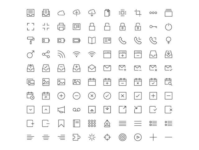 广泛的线性图标库集，1430个线性图标
