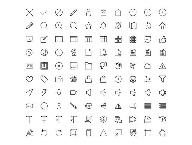 广泛的线性图标库集，1430个线性图标