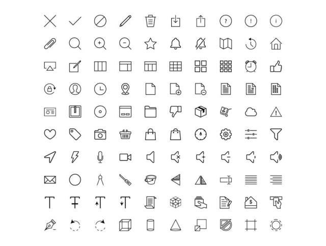 广泛的线性图标库集，1430个线性图标