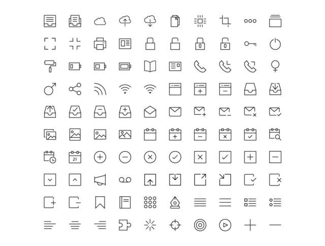 广泛的线性图标库集，1430个线性图标