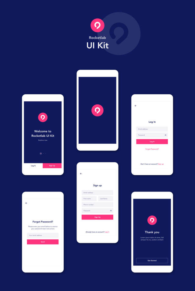 25 iOS屏幕UI工具包专为Sketch。，Rocketlab UI工具包而设计