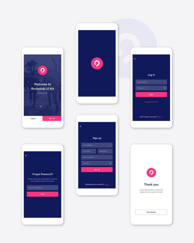 25 iOS屏幕UI工具包专为Sketch。，Rocketlab UI工具包而设计