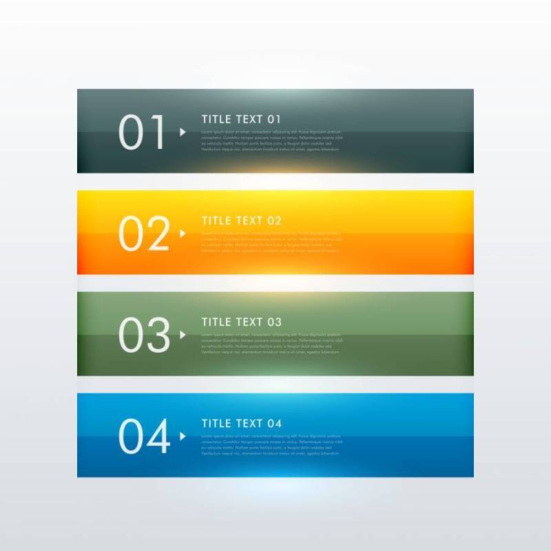 清洁多彩四步业务信息图表模板设计