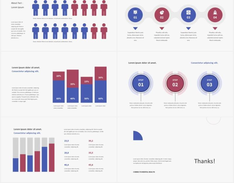 心理健康医疗教育图片排版设计PPT模板CORRECTO - Mental Health Powerpoint Template