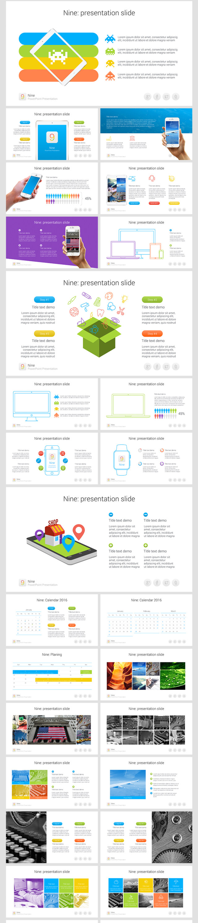 9个多用途PPT信息图表模板nine multipurpose powerpoint template