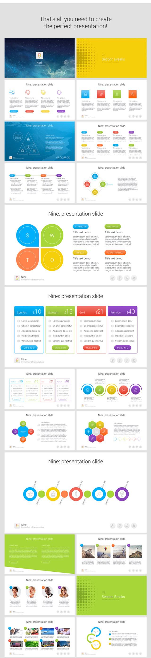 9个多用途PPT信息图表模板nine multipurpose powerpoint template