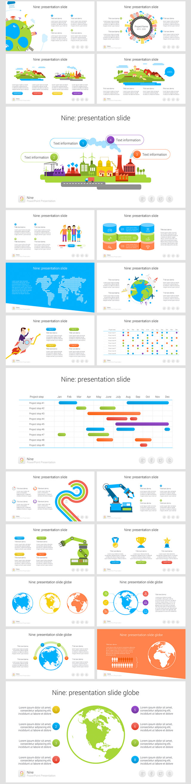 9个多用途PPT信息图表模板nine multipurpose powerpoint template