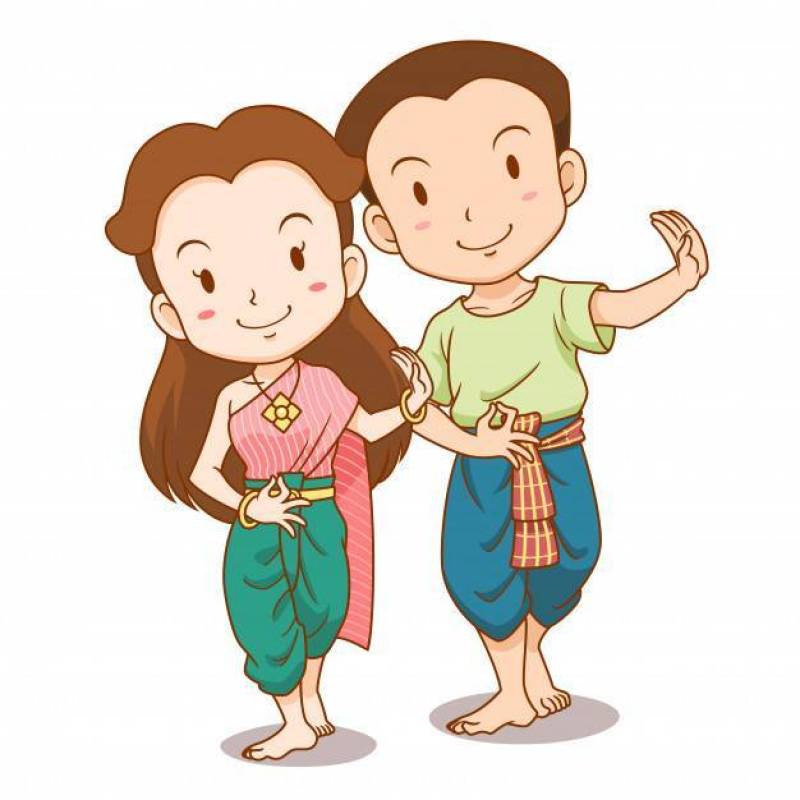 传统泰国舞蹈家逗人喜爱的夫妇动画片