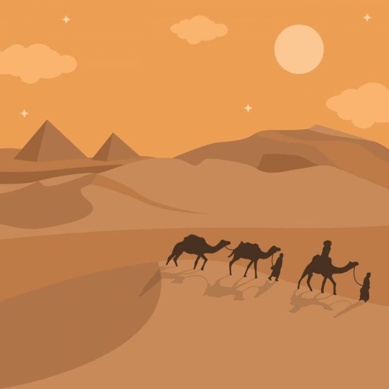 游牧人步行的例证在沙漠
