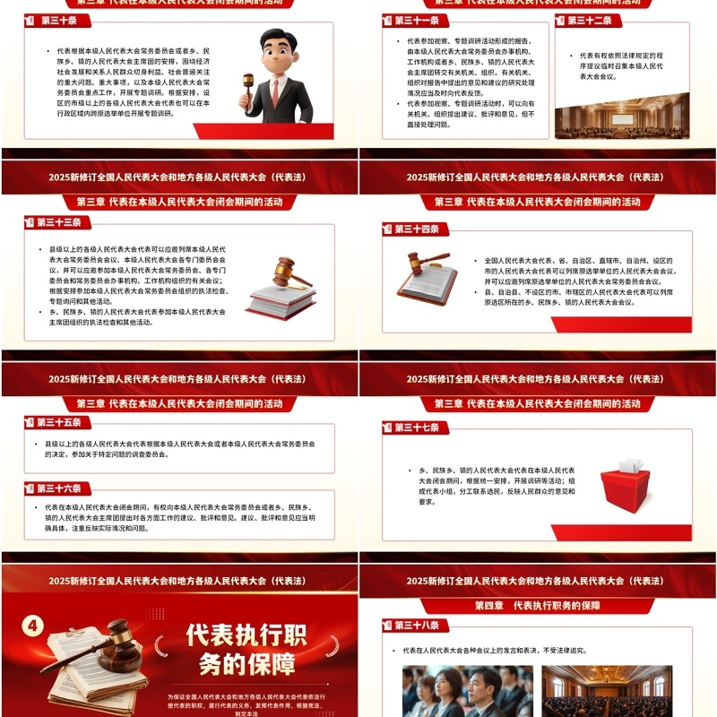 红色全国及地方人民代表大会代表法PPT模板