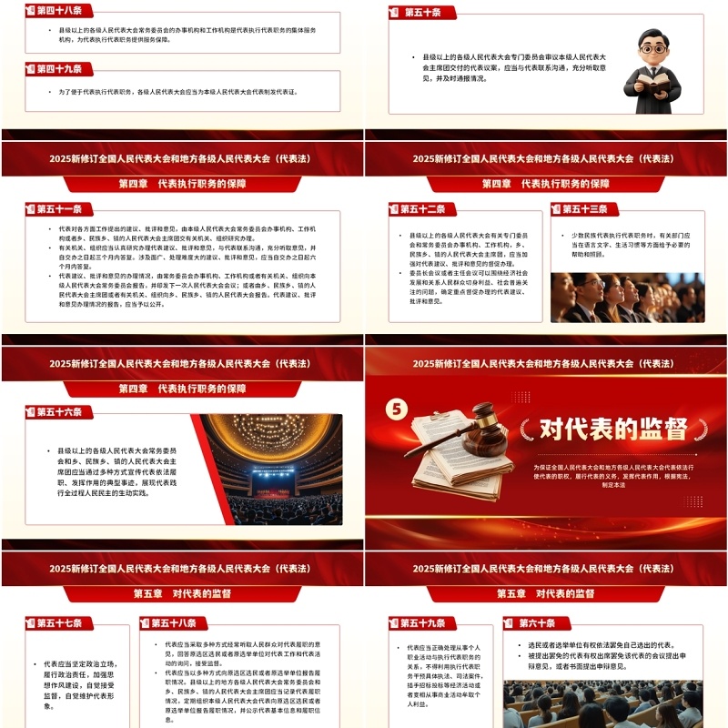 红色全国及地方人民代表大会代表法PPT模板