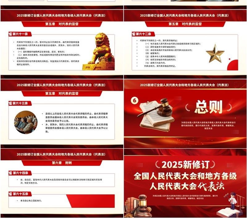 红色全国及地方人民代表大会代表法PPT模板