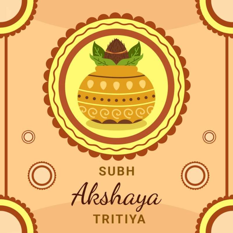 Akshaya Tritiya节日与花瓶矢量