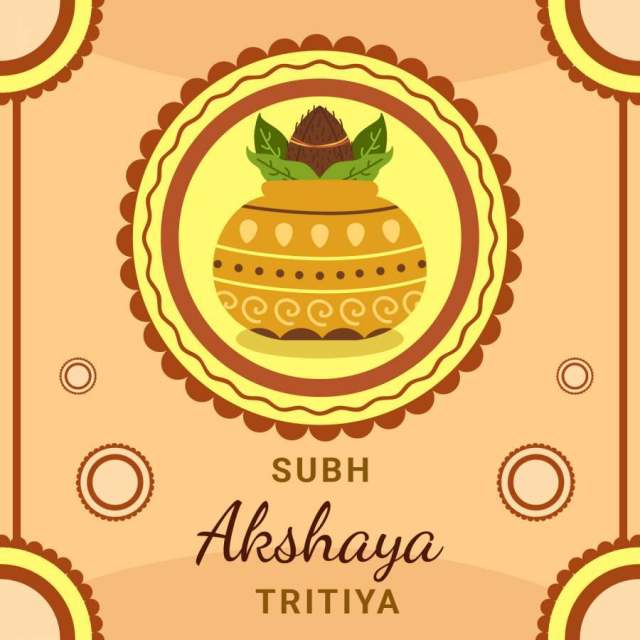 Akshaya Tritiya节日与花瓶矢量