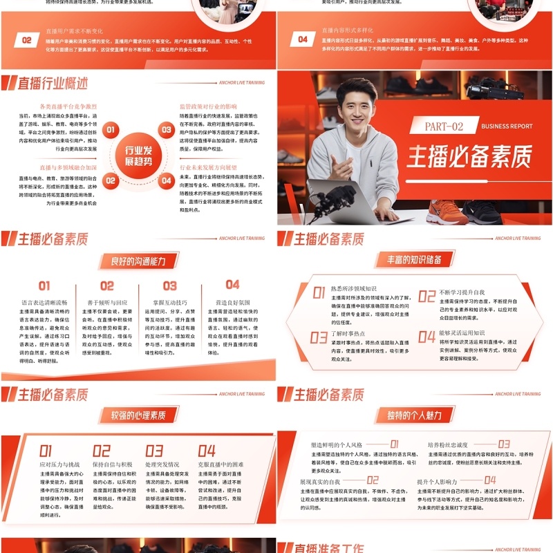 红色简约风主播直播带货培训PPT模板