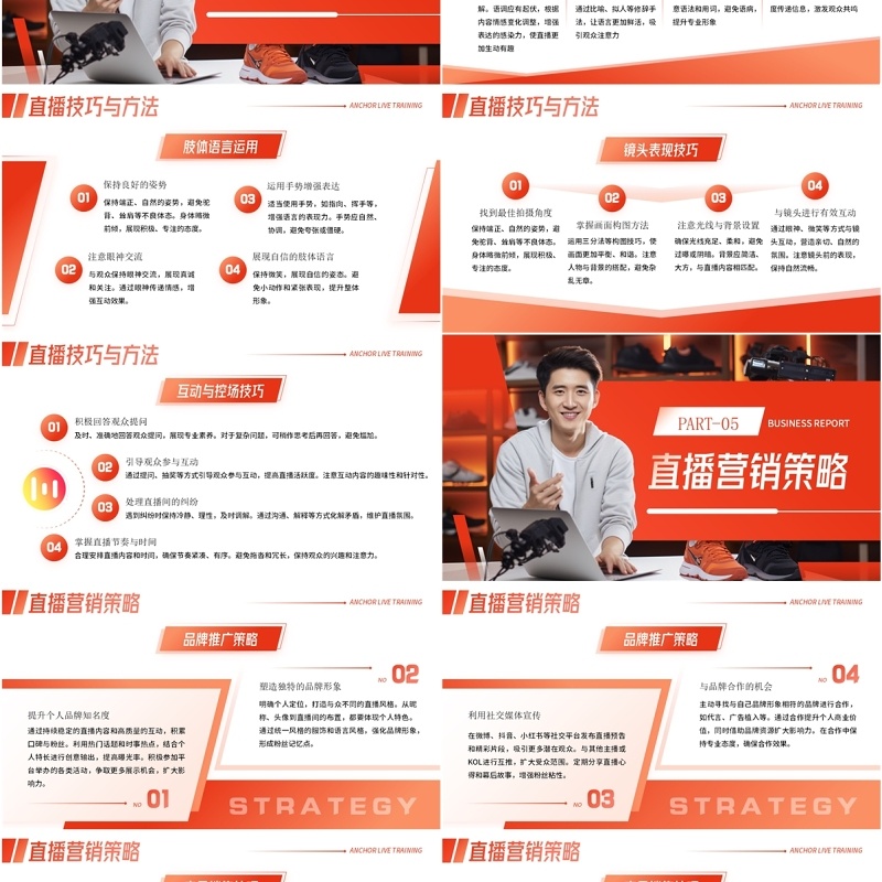 红色简约风主播直播带货培训PPT模板