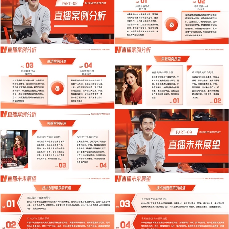 红色简约风主播直播带货培训PPT模板