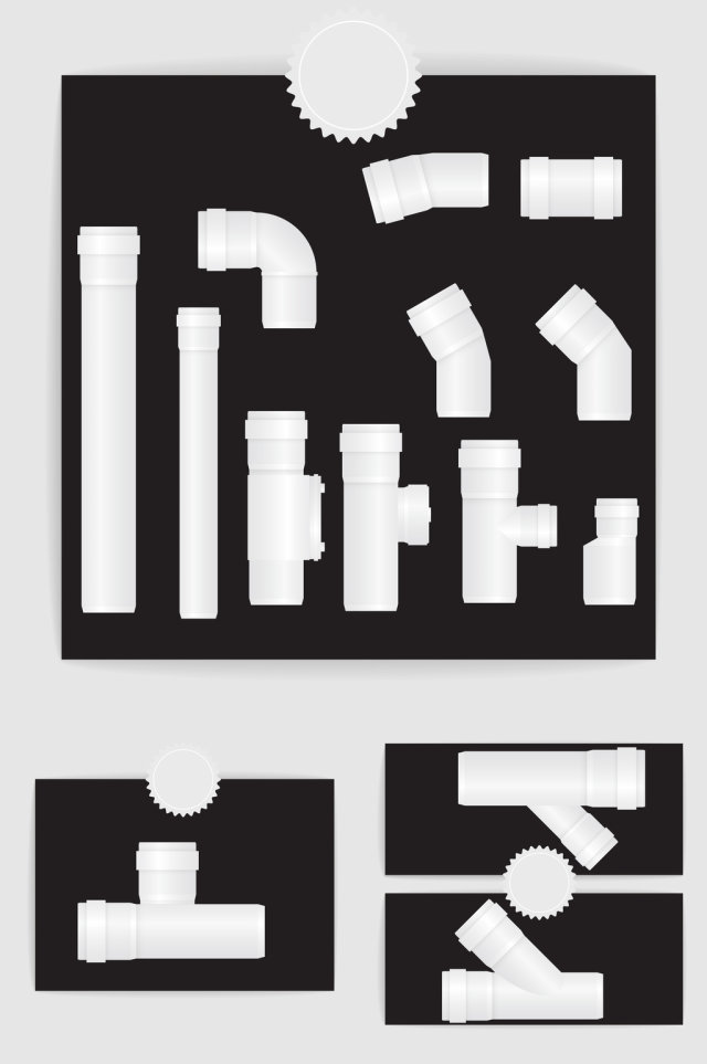 矢量白色塑料水管管道元素