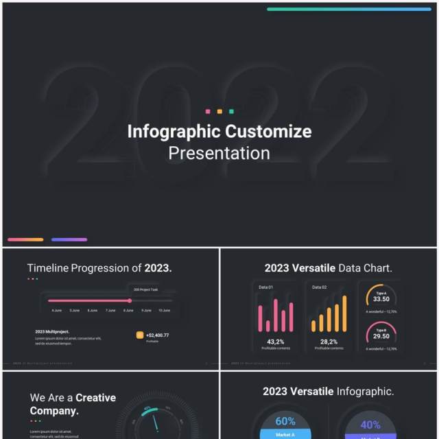 深色创意国外信息图形图表PPT模板幻灯片演示2023 Versatile Infographic Custom Dark 深色创意国外信息图形图表PPT模板幻灯片演示2023 Versatile Infographic Custom Dark