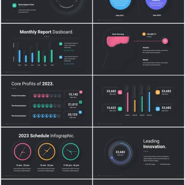 深色创意国外信息图形图表PPT模板幻灯片演示2023 Versatile Infographic Custom Dark 深色创意国外信息图形图表PPT模板幻灯片演示2023 Versatile Infographic Custom Dark