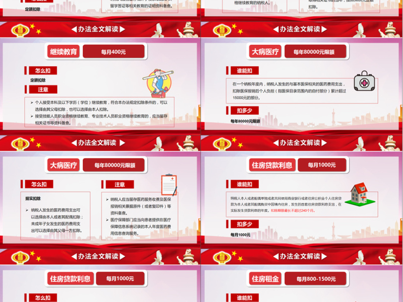 原创解读个人所得税专项附加扣除暂行办法PPT-版权可商用