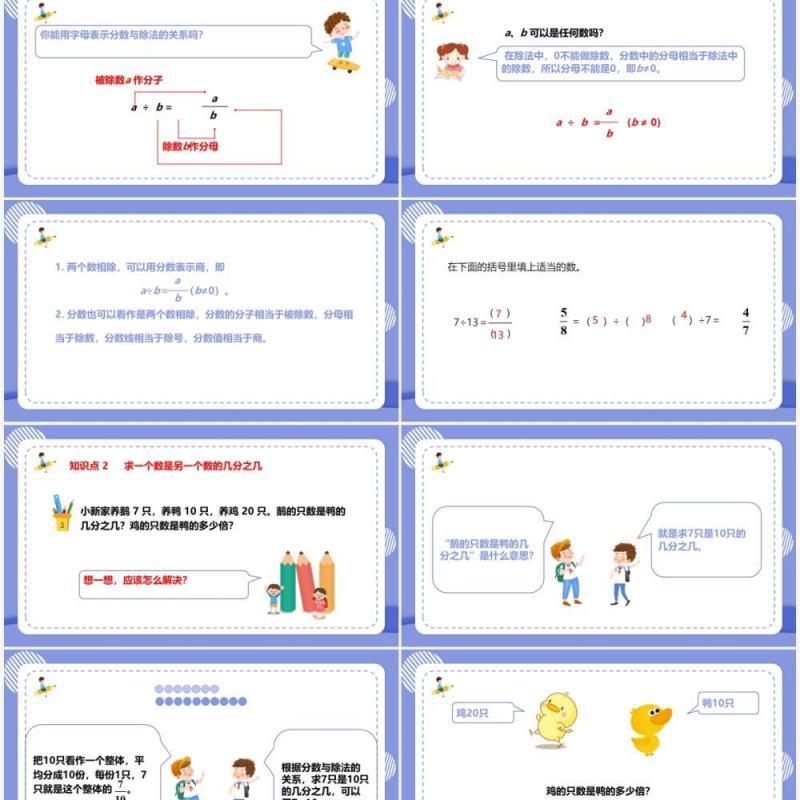 部编版五年级数学下册分数与除法课件PPT模板