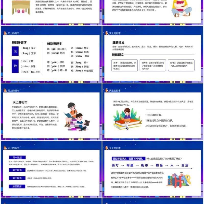 教育培训统编版语文七年级天上的街市动态课件PPT模板
