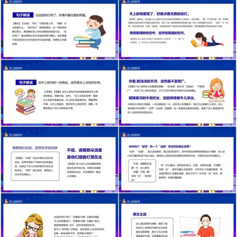 教育培训统编版语文七年级天上的街市动态课件PPT模板