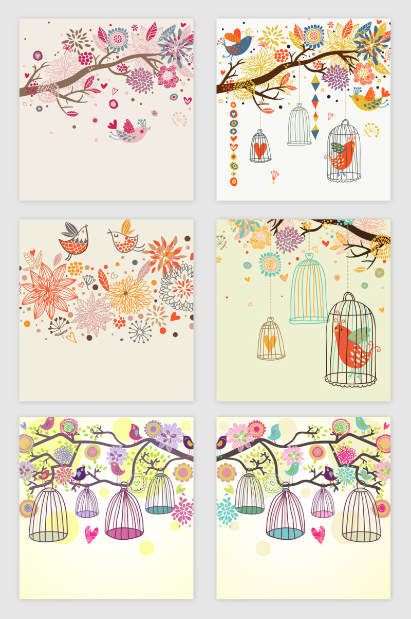 手绘的花鸟矢量素材