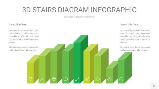 渐变绿色3D阶梯PPT图表17