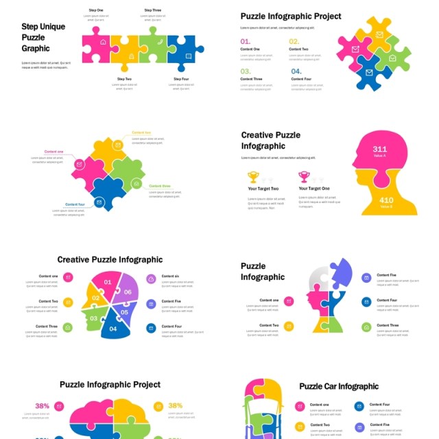 拼图信息图表PPT模板Puzzle infographic (copy)