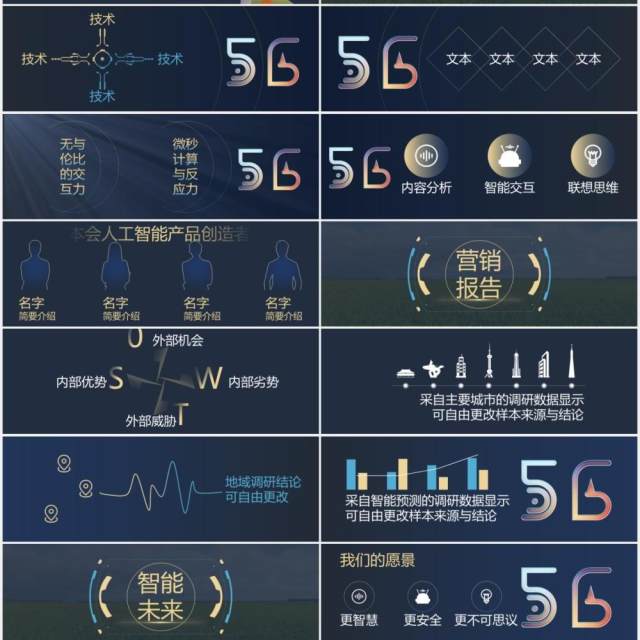 蓝色5G互联网科技人工智能发布会宽屏ppt模板 蓝色5G互联网科技人工智能发布会宽屏ppt模板