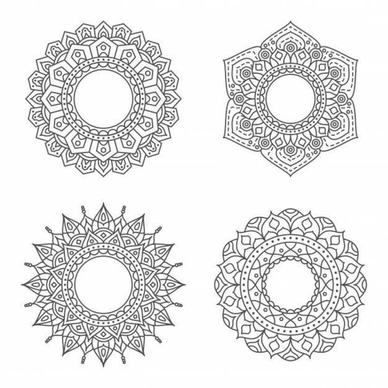 Abstract circle ornament with flower concept