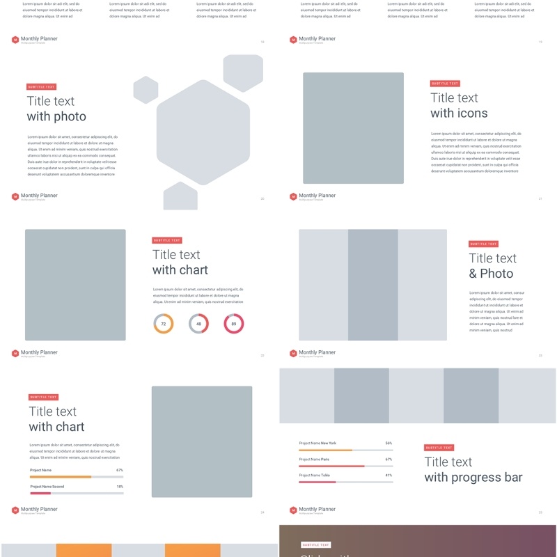 暖色系月度计划规划工作汇报PPT动态模板可插图Monthly Planner animation