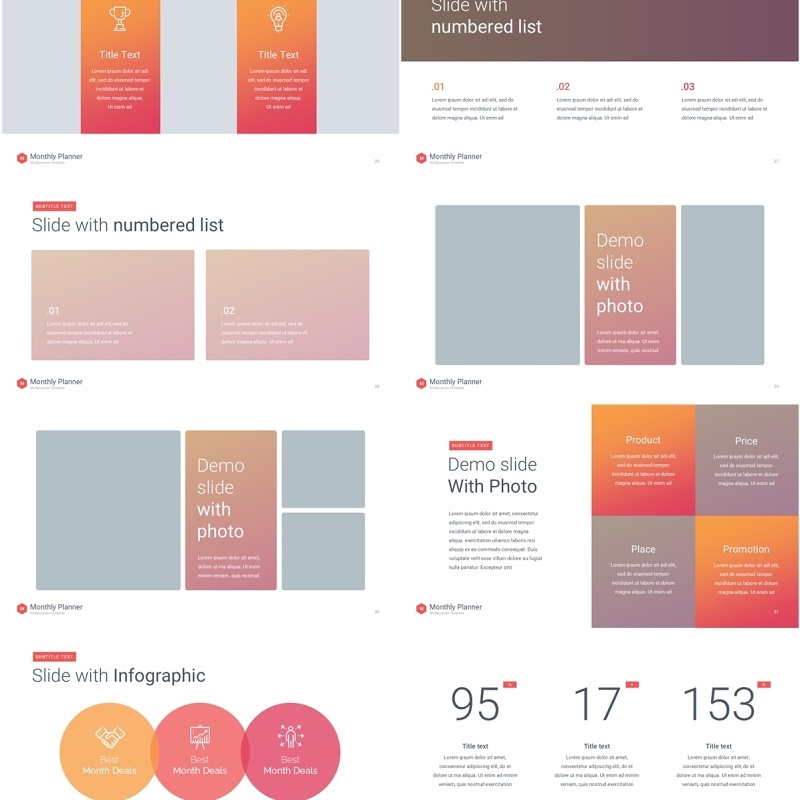 暖色系月度计划规划工作汇报PPT动态模板可插图Monthly Planner animation