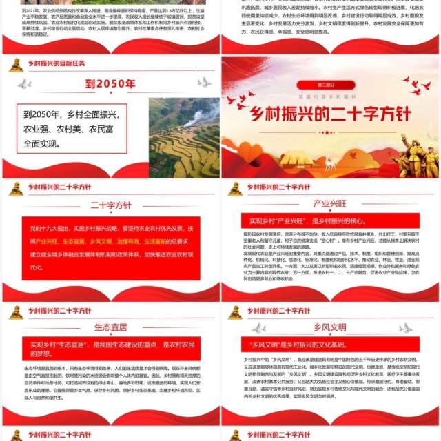 红色党政风党建引领乡村振兴PPT模板 红色党政风党建引领乡村振兴PPT模板