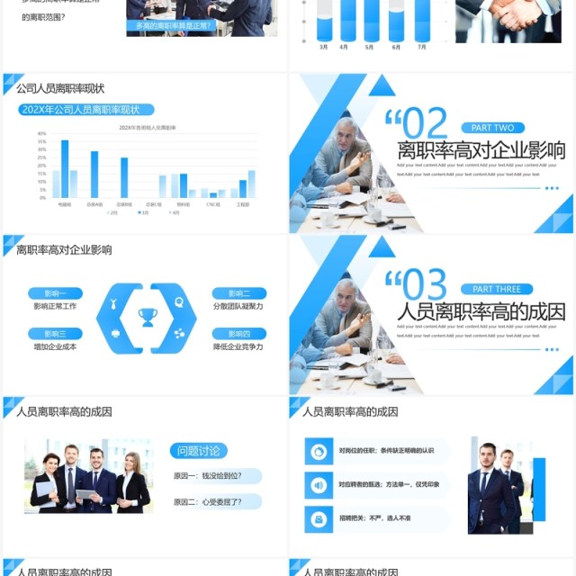 蓝色企业人力资源离职率分析PPT模板 蓝色企业人力资源离职率分析PPT模板