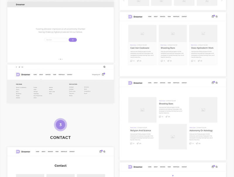 在Sketch，Dreamer线框套件中构建的150多种元素和11个类别